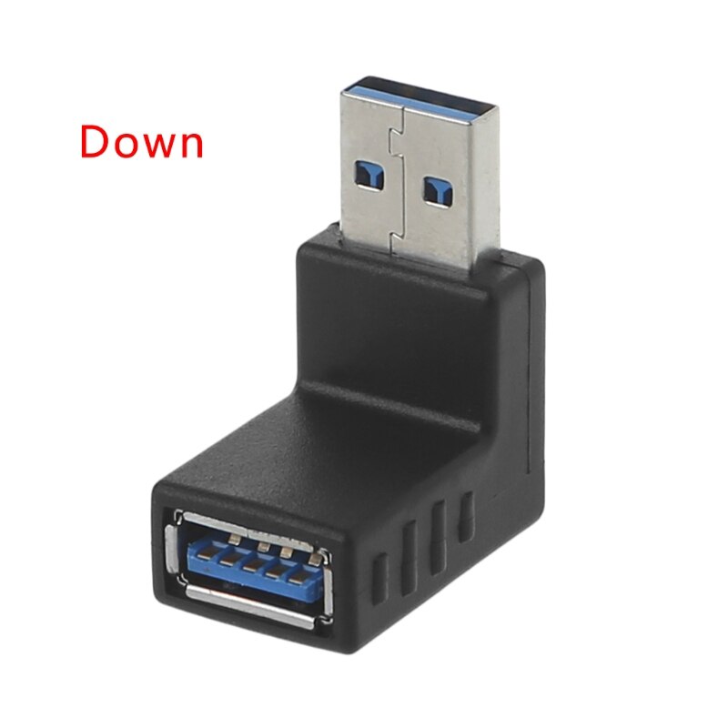 Data Transfer Splitter 90 Degree Left Right Angled USB 3.0 A Male To Female Adapter Connector For All Devices: to Down