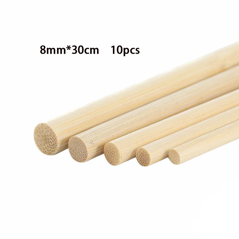 Palos redondos de bambú de madera de 3-8mm, manualidades hechas a mano, Material de palitos de madera pequeños para suministros de carpintería: Verde claro