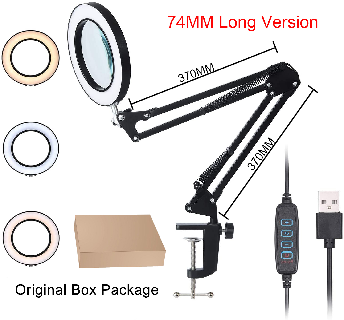 ALIMOTA Lupa Con Luz LED 10X Con Pinza, Lupa De Escritorio Con 3 Modos