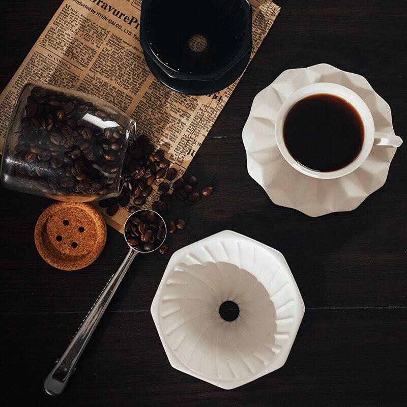 Simple Coffee Filter Set V60 Ceramics Coffee Dripper 1-2 Cups Coffee Sharing Pot Brew Coffee Filter Funnel Reusable Coffee Jug