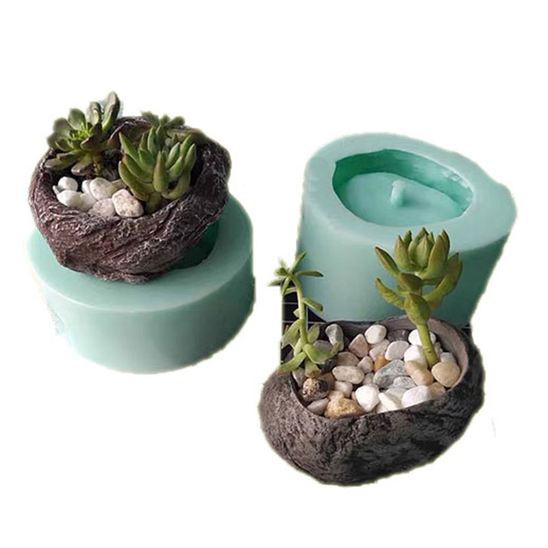 Simuloitu kiven muotoinen betonimuotit ruukku silikonimuotit sementtiruukun tee itse istutusmuotit