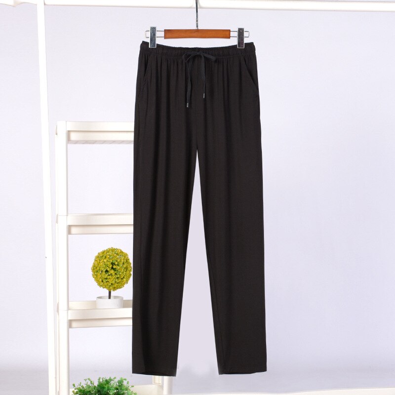 Fall Plus Size Men&#39;s Home Pajamas Pants Solid Color Soft Modal Fabric Casual Sleepwear Trousers Bas De Pyjama Homme: 1 / L