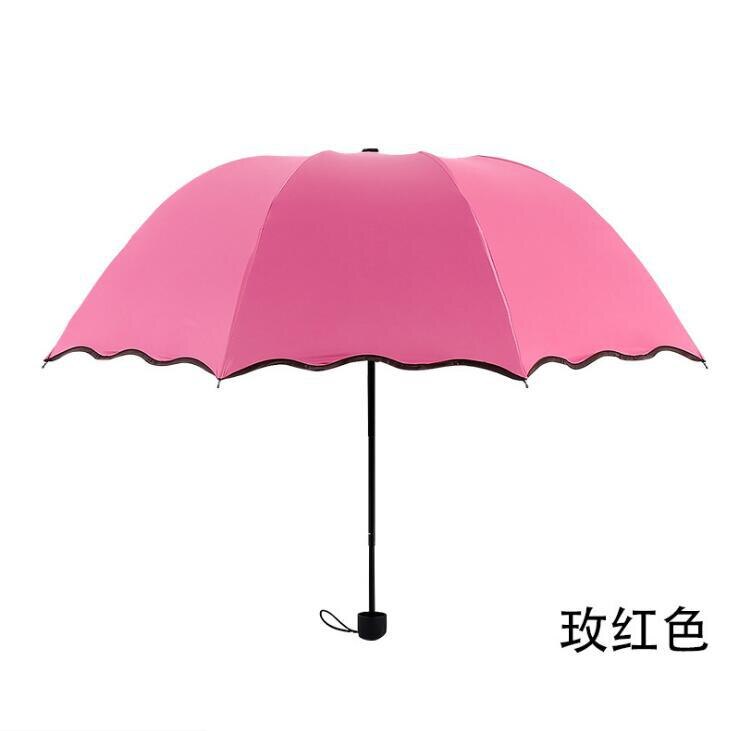 Paraguas de lluvia estilo universitario resistente al agua, paraguas que cambia de Color, sombrilla gruesa para mujer protección UV Water Open Th: Pink