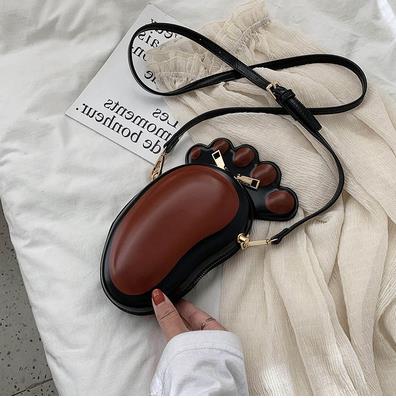 Sjov lille fod roman ung piges afslappede skuldertaske håndtaske crossbody mini taske pung kvinder daglige punge pu læder: Chokolade