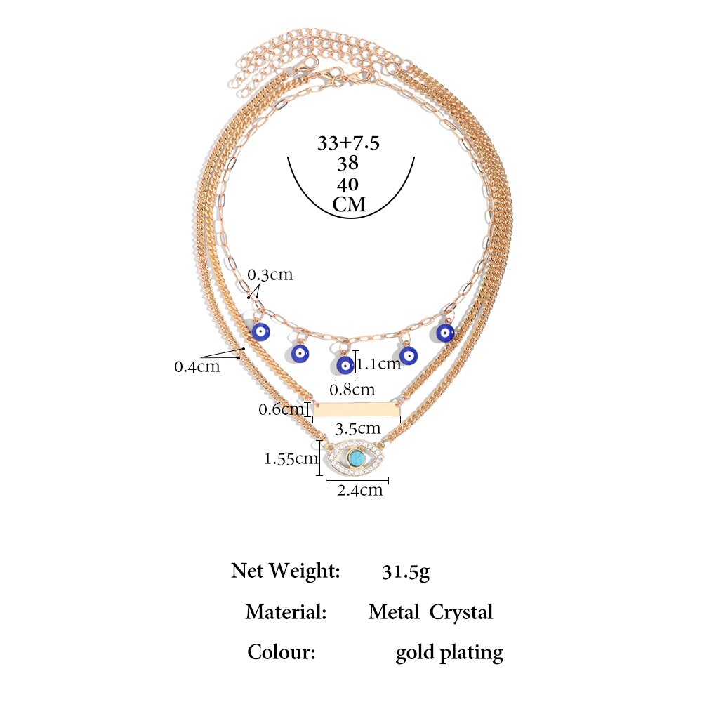 Voel Vintage Blue Evil Eyes Kralen Hanger Ketting Voor Vrouwen Turkse Turquoise Evil Eye Metalen Ketting Ketting Sieraden