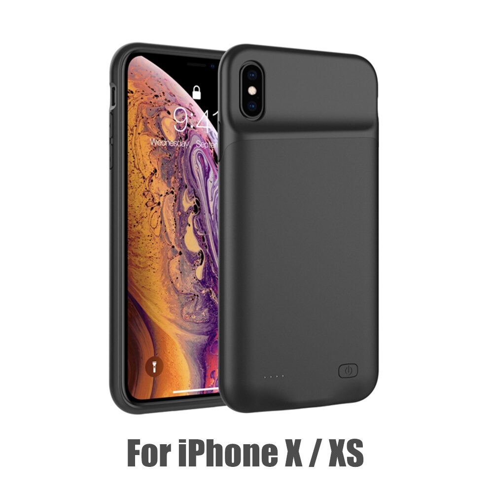 Amstar Externe Batterij Oplader Gevallen Voor Iphone X Xr Xs Max Portable Backup Powerbank Case Voor Iphone X Xs Max batterij Case: A28 Black  X XS