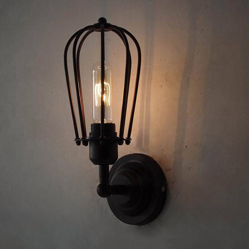 Vintage Wire Lamp Cage DIY Lampshade Industrial grapefruit pandent light Cover Guard Classic Black Nordic Bulb Cover