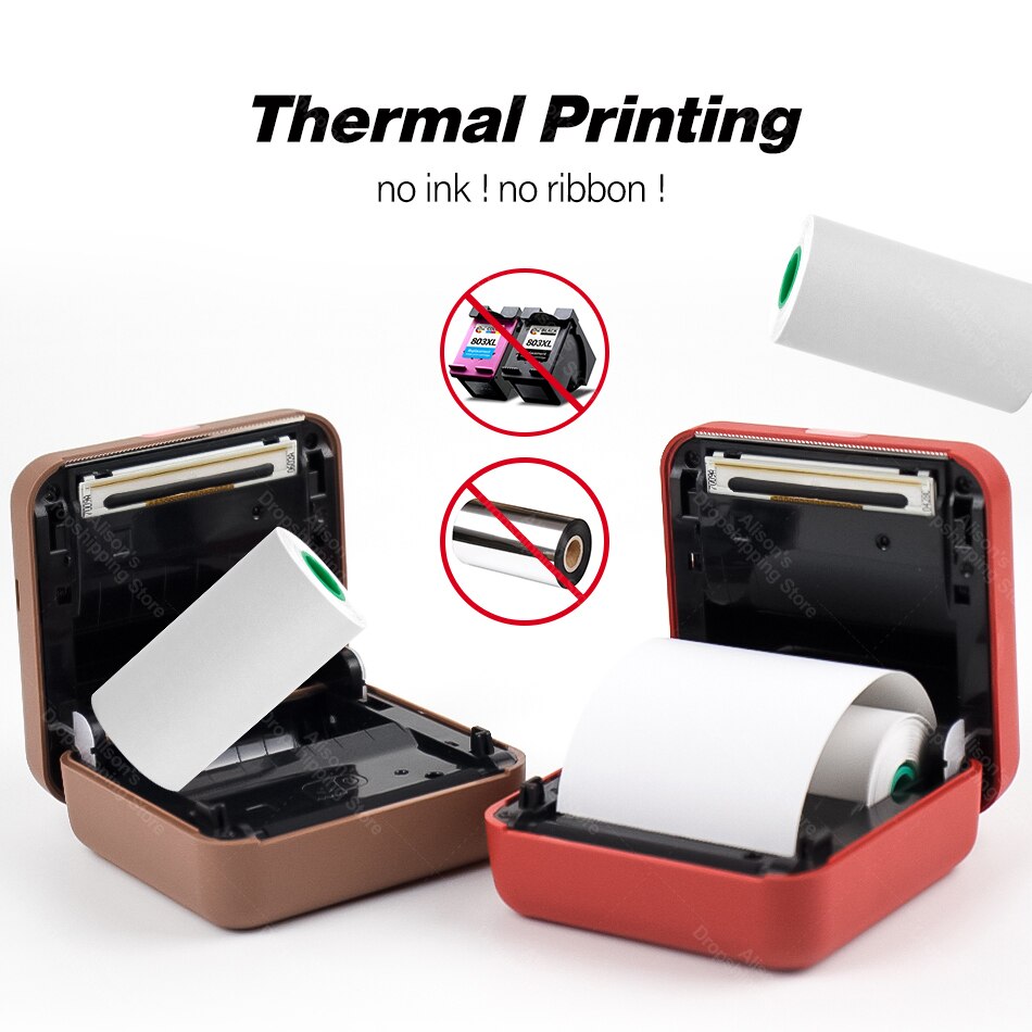 Peripage Rode Draagbare Thermische Bluetooth Printer 203Dpi 2 "Rode Photo Factuur Mini Draadloze Printer Voor Android Ios Mobiele telefoon