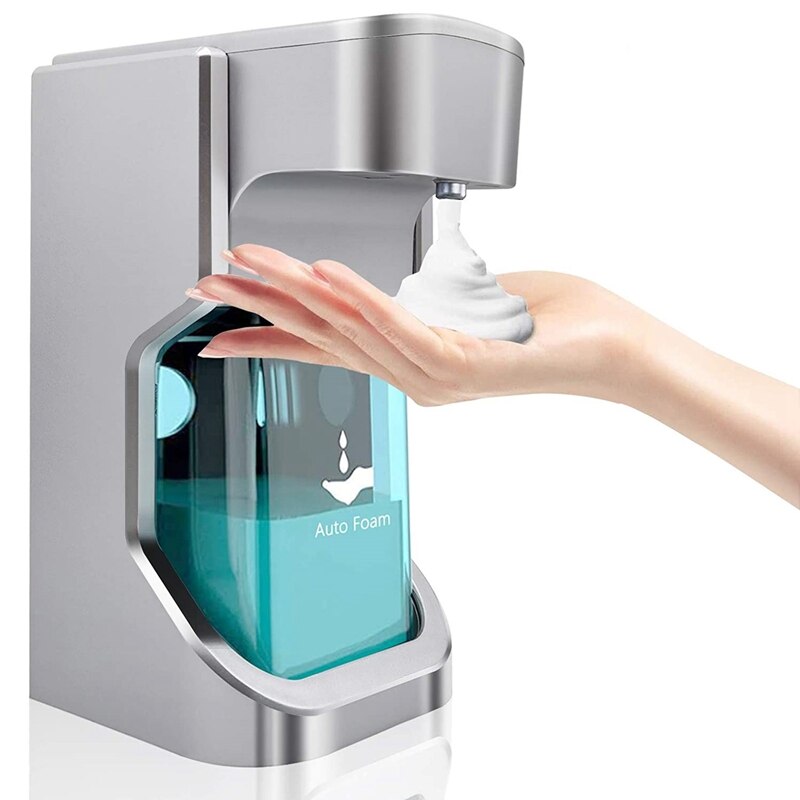 Automatische Zeepdispenser Touchless, Hand Gratis Zeepdispenser Schuimende Zeepdispenser Usb Opladen 500Ml: Silver