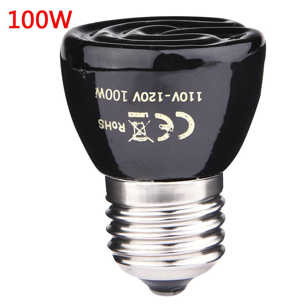 25w 50w 75w 100w e27 kæledyrs opvarmningslampe sort infrarød keramisk emitter varmepære kæledyrsbroder kyllinger krybdyrlampe 110-120v: 100w