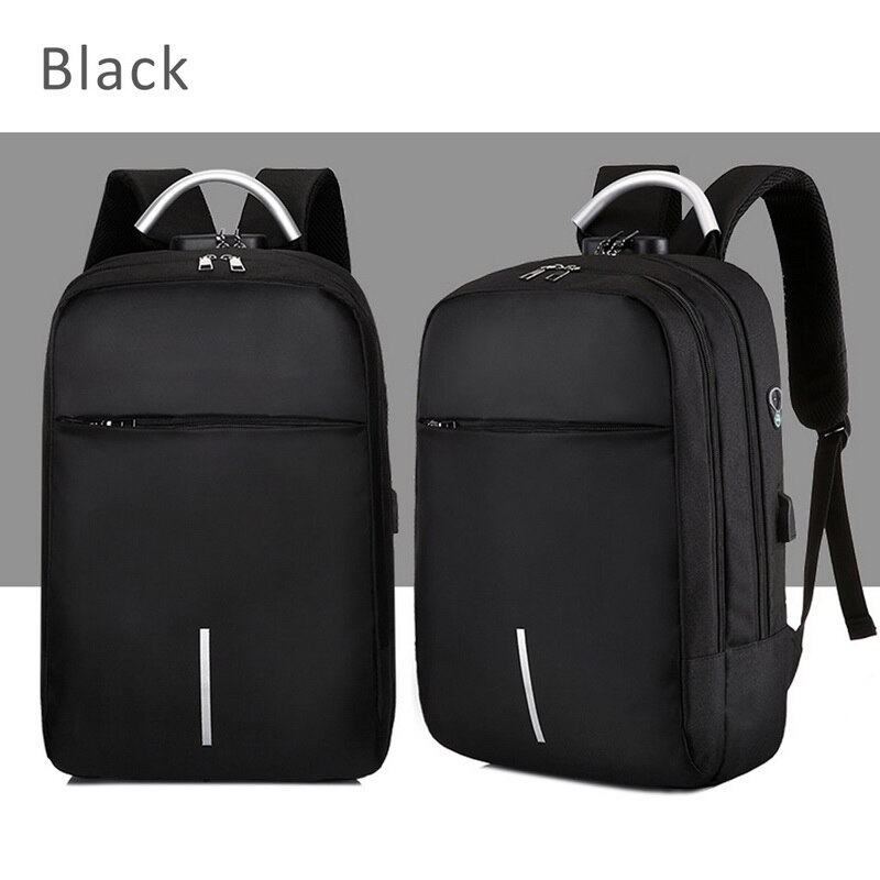 Anti-theft Backpack 15.6 Inch Waterproof Laptop Backpack USB Charging Men Travel Backpack Teenage Student School Shoulder Bags: Black