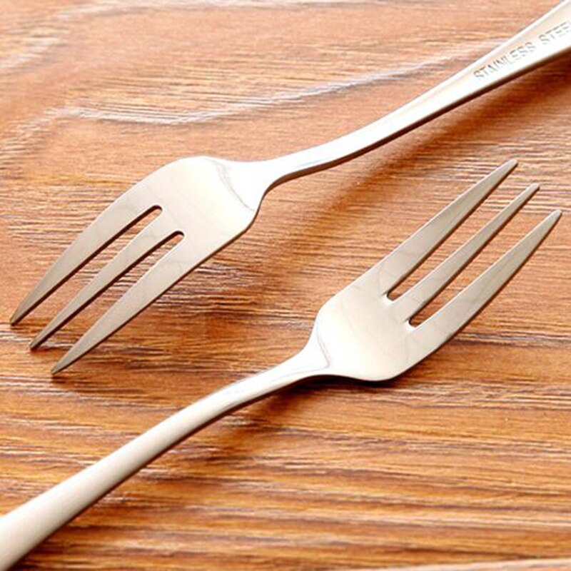 1pc Stainless Steel Fruit Fork Set Metal Three Prongs Food Cake Dessert Forks Dinnerware Set for Party or Restaurant