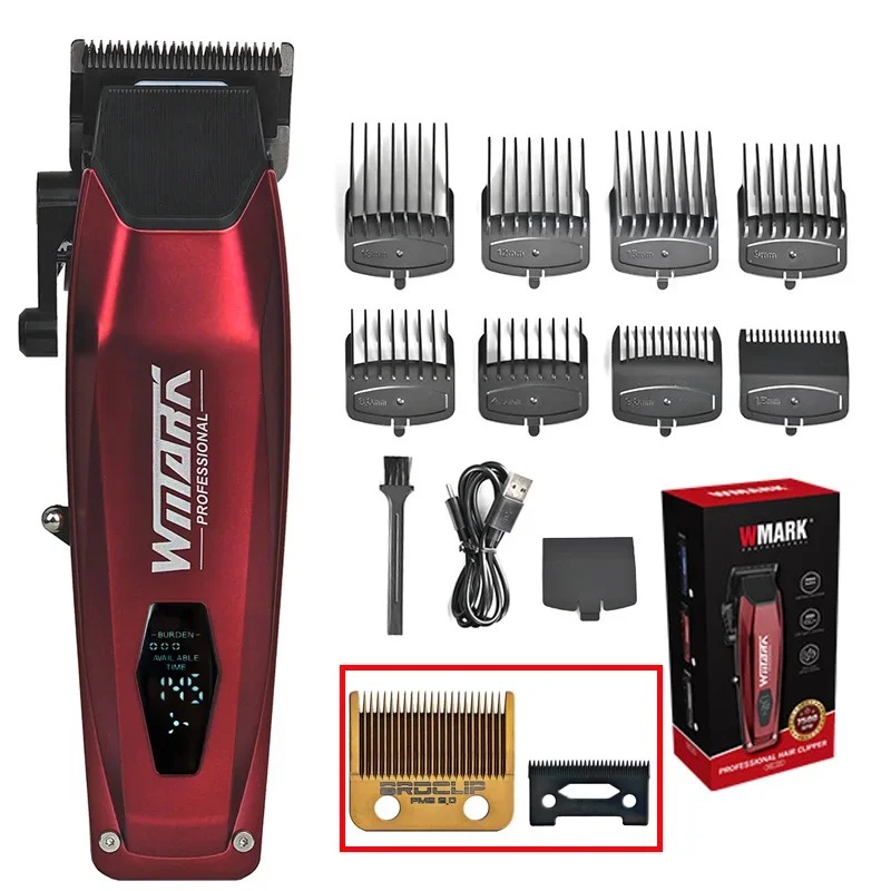 WMARK NG-125 cortapelos eléctrico 7500RPM Motor giratorio cabezal de aceite barbería recortadora para hombre hoja 5 ajustes: Rosa