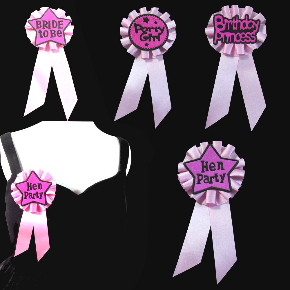 3 stuks lichtroze lint badge glitter roze knoop zwarte opdruk ster bruid aanstaande vrijgezellenfeest broche verjaardag prinses