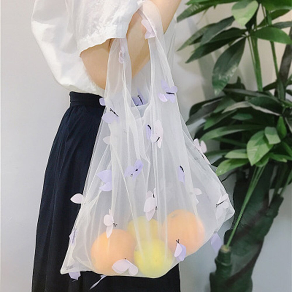 Nouvelles femmes brodées lumière claire Organza gelée fourre-tout messager sacs à bandoulière femme Eco Fruit sac sac à main pour les filles