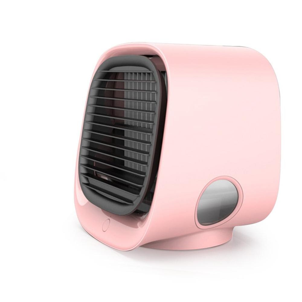 Mini Air Cooler Fan Desktop Air Conditioner with Night Light USB Water Cooling Fan Humidifier Purifier Multifunction Summer: pink