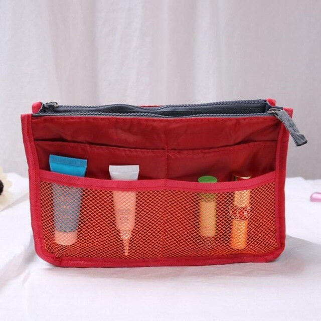 Multifunctionele Organizer Insert Bag Vrouwen Nylon Travel Organizer Insert Handtas Portemonnee Grote liner Lady Make-Up Cosmetische Bag
