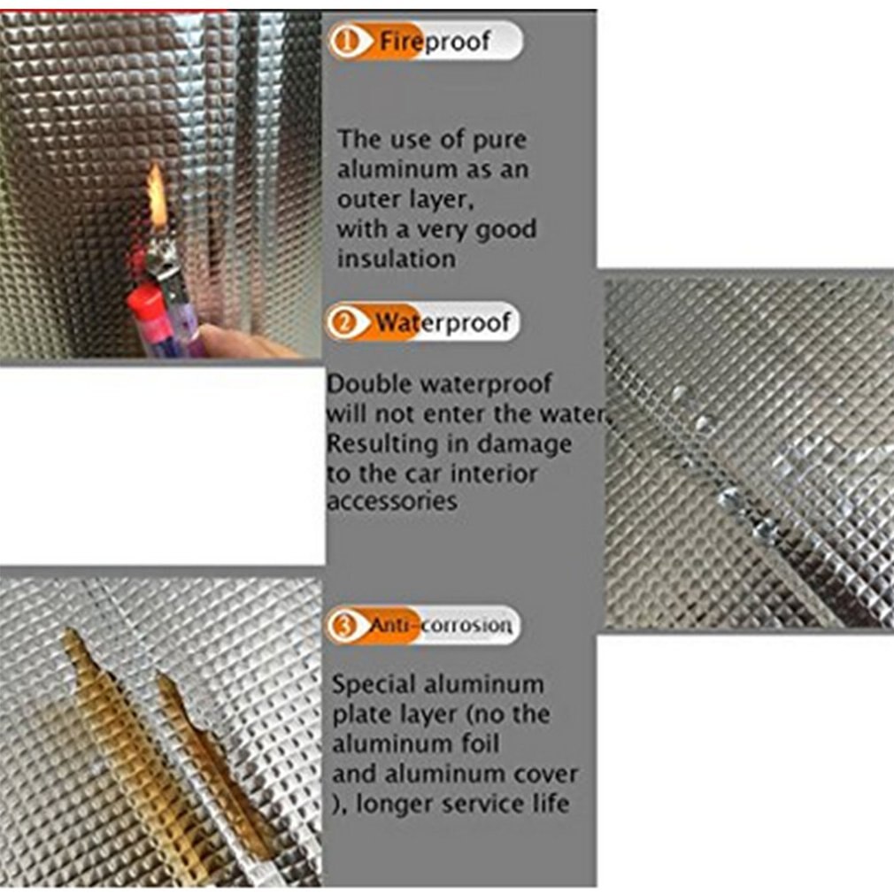 Bil värmeskydd isolering ljuddämparmatta aluminiumfolie bil ljuddämpare ljudisolering akustiskt dämpande skum