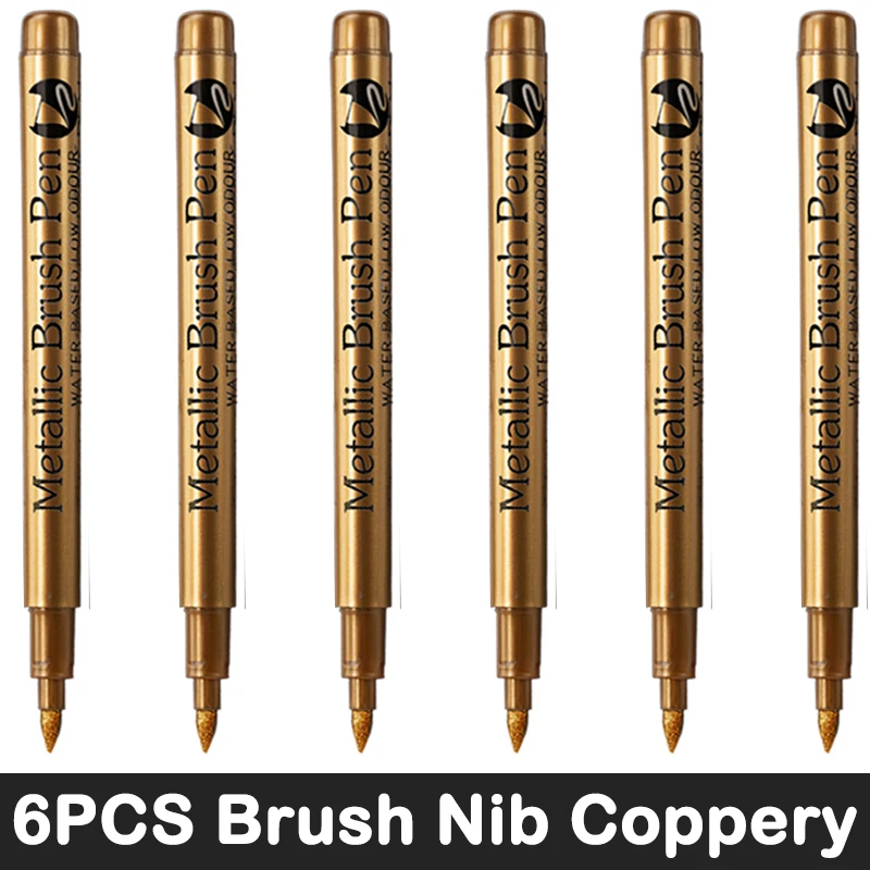 3/6 stuks metallic penseelmarkers in goud- en zilverkleur, permanente markers voor manga-knutselwerkjes en schoolbenodigdheden.: Hemelsblauw