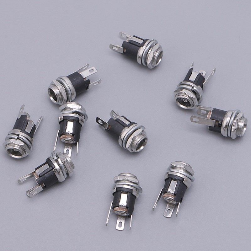 10pcs DC Power Supply Jack Socket Female Panel Mount Connector 5.5x2.1mm