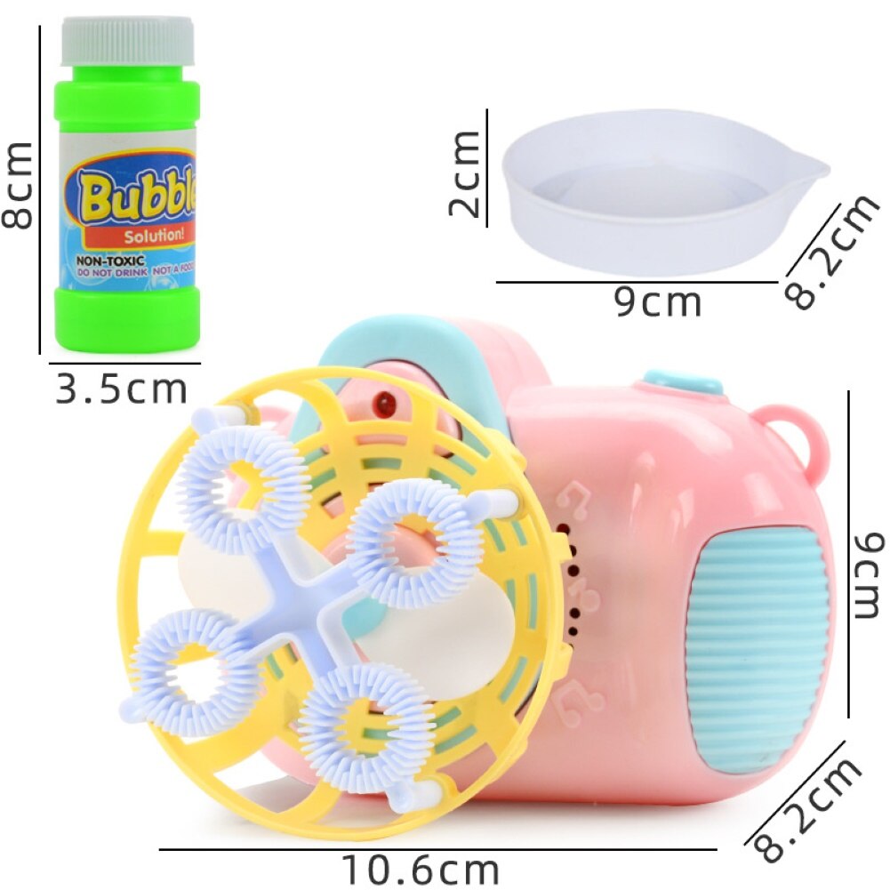 Kids Handvat Cartoon Fan Camera Licht Muziek Elektrische Water Bubble Blower Machine Speelgoed