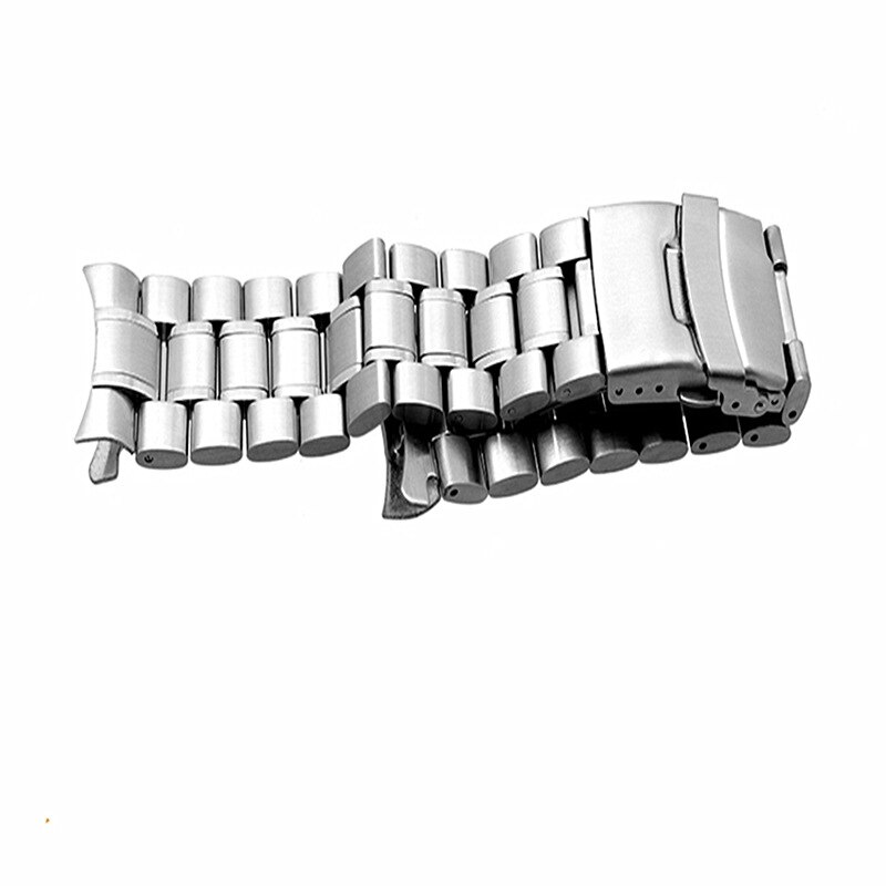 Bracelet de montre solide en acier inoxydable 18/20/22/24, avec extrémité en Arc, boucle pliable, pour assurance, remplacement universel