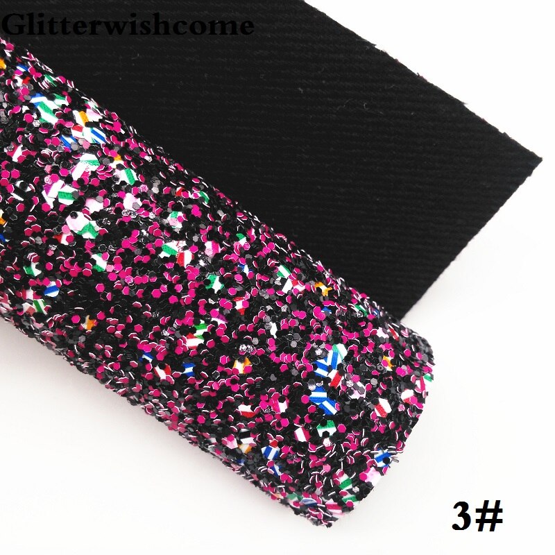 Glitterwishcome 21X29CM A4 Size Synthetisch Leer, Chunky Glitter Leer, faux PU Leer stof Vinyl voor Bows, GM037A: 3