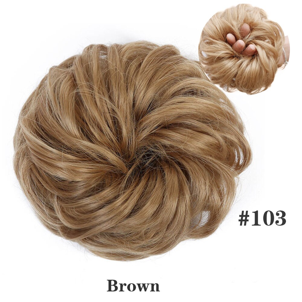 LiangMo Synthetic Hair Bun Extensions Messy Hair Scrunchies Hair Chignon Pieces for Women Hair Donut Updo Ponytail: Brownish yellow