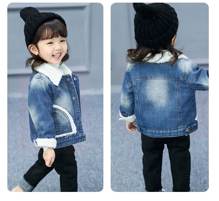 girl cowboy coat children winter style Korean winter coat thick