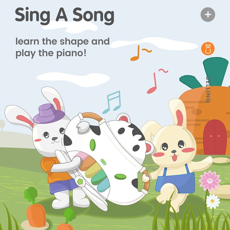 Tumama Baby Muziek Piano Kids Baby Instrumenten Peuter Speelgoed Educatief Leren Lied Koe Hamster Vorm Geometrische Blokken Sorteren