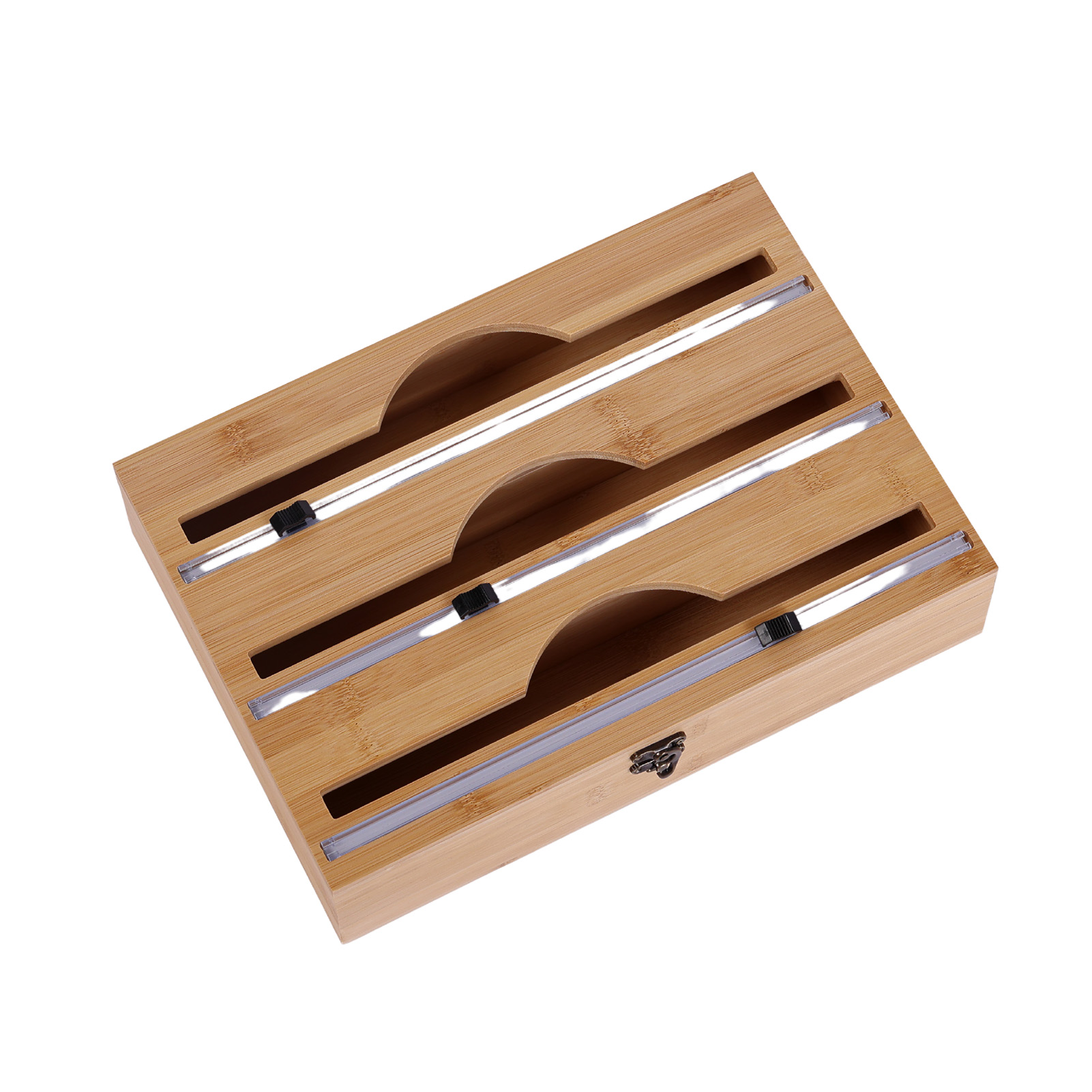 Kitchen Cling Film Holder Refillable Food Wrap Dispenser Tin Foil Storage Roll Cling Film Organizer With Slid Cutter