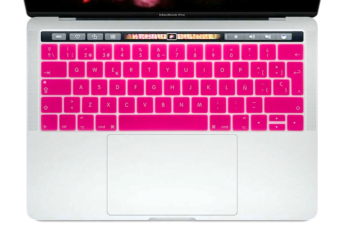 Eu Layout Spaans Cover Voor Macbook Pro 13 15 Touch Bar Eu Spaans Toetsenbord Cover A1706 A1989 a1707 A1990 Huid: EU-Rose