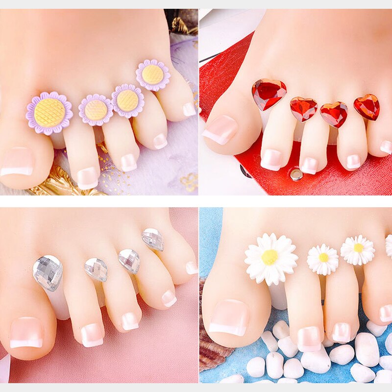 8 Stks/zak Nail Art Teen Separator Bloem Parel Liefde Diamanten Siliconen Teen Separator Siliconen Teenspreiders