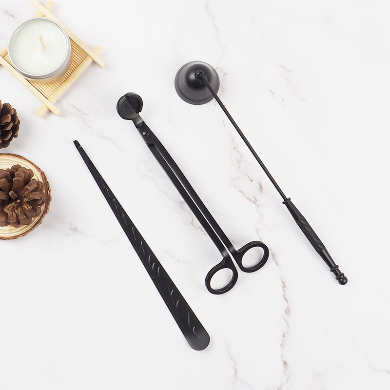 3 in 1 Candle Tool Kit for Scented Candles Lovers Candle Accessory Set Candle Wick Trimmer Set Candle Cutter Candle Wick Dipper: set B black