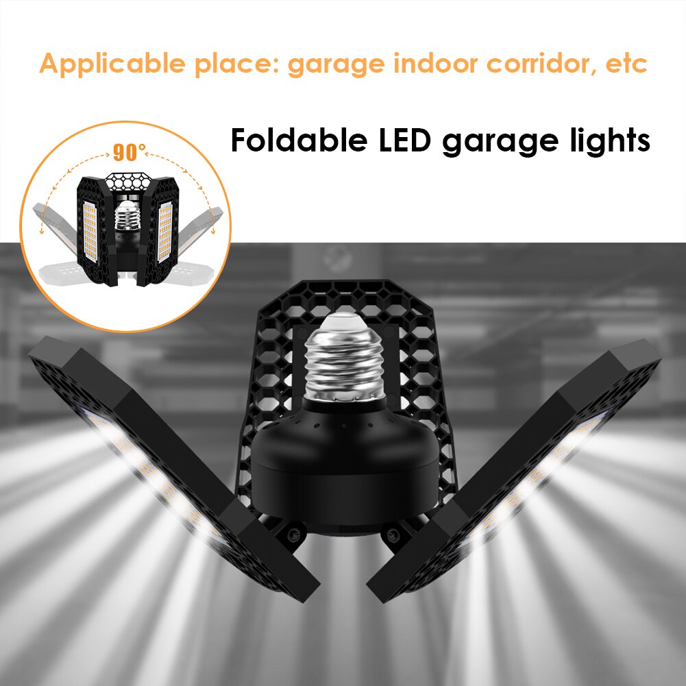 E27 3-Blad Led Plafondlamp Multi-Functionele Praktische Handig 85-265V Super Heldere Vervormbare Indoor garage Lamp