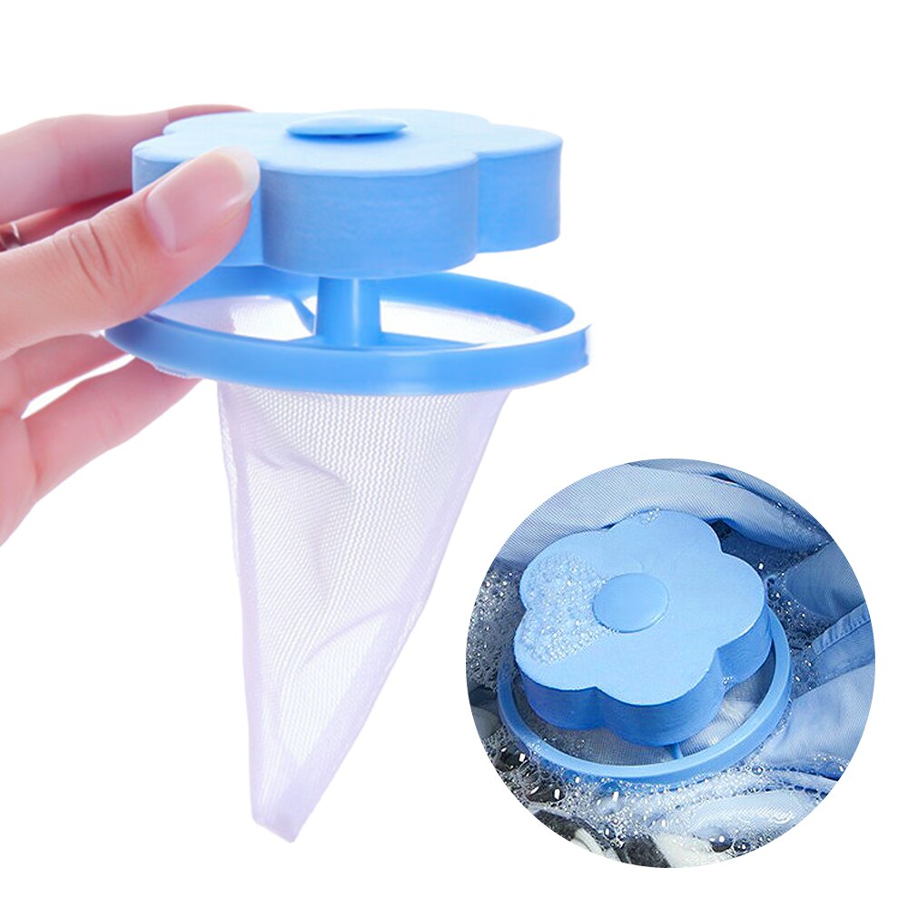 Cleaning Washing Machine Filter Mesh Net Bag Floating Pet Fur Catcher Filtering Hair Removal Device Wool Cleaning Supplies: blue
