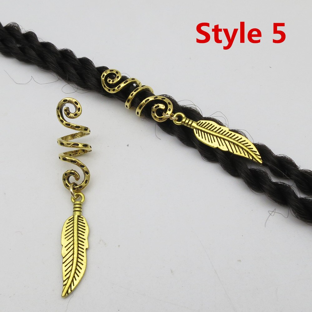 Breloques tressées dorées en spirale Viking, différentes breloques pour cheveux, redoute barbe, redoulock perles, clips, anneaux, accessoires pour cheveux, 2 pièces/paquet: 2pcs Style 5