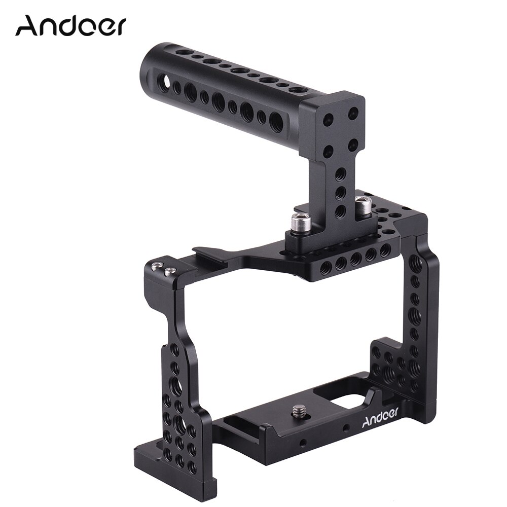 Andoer Camera Cage + Top Handvat Kit Video Movie Maken Stabilizer Met Koud Shoe Mount Voor Sony A7II/A7III/A7SII/A7M3/A7RII/A7RIII