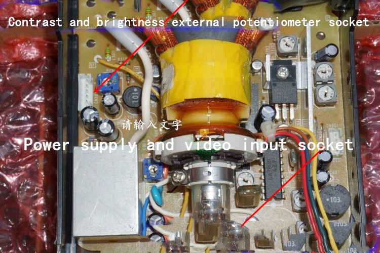 Micro 4-inch CRT black-and-white display supports video input V4W 4 12-inch electron tube