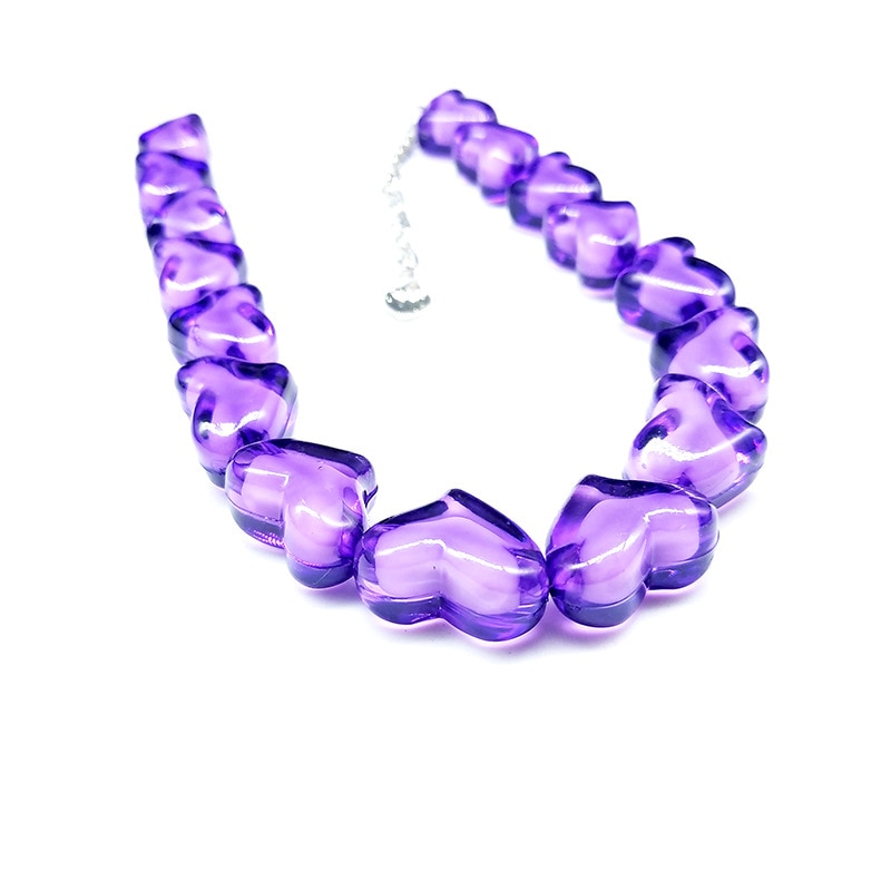 Neue Farben Herz Choker Halsketten für Frauen Punk Harz Strang Seite Kette Böhmischen Weiblichen Party Erklärung Schmuck