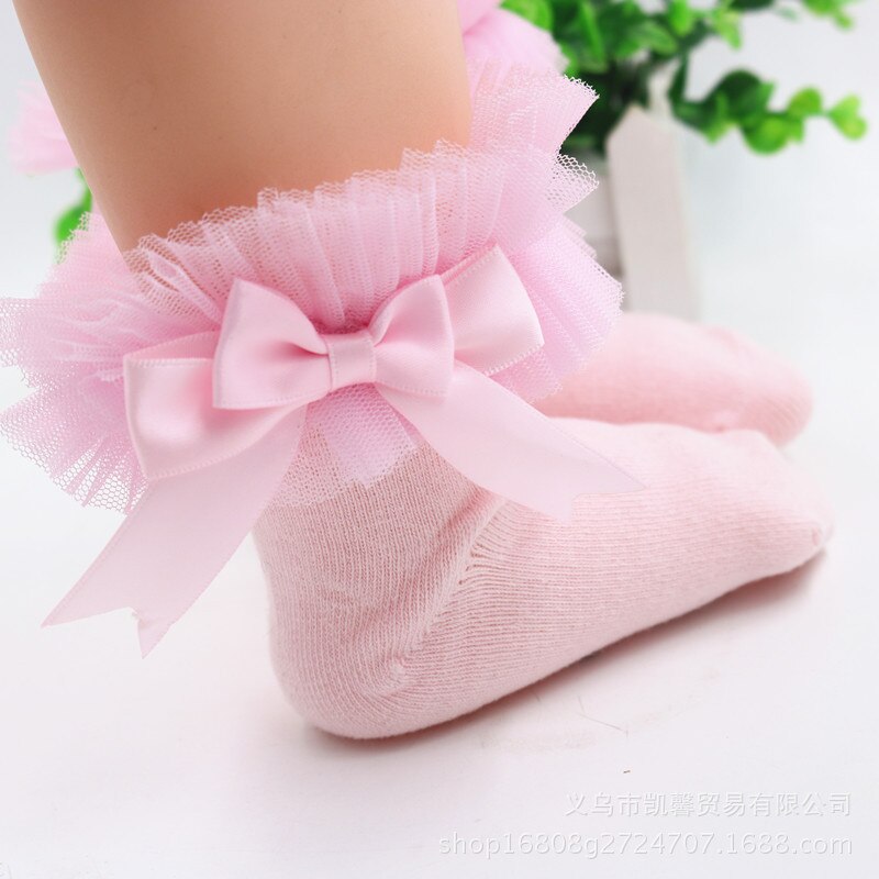 Calcetines de encaje para niños de 2 a 8 años, medias de princesa con Lazo de algodón para bebé, calcetín rojo y rosa para niña: 3 / S  2-4years