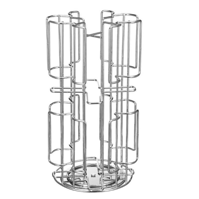 Rotatable 64Cups Metal Coffee Capsule Holder Capsule Storage Rack Tassimo Storage Storage Rack Tower Stand Storage Shelve: Default Title