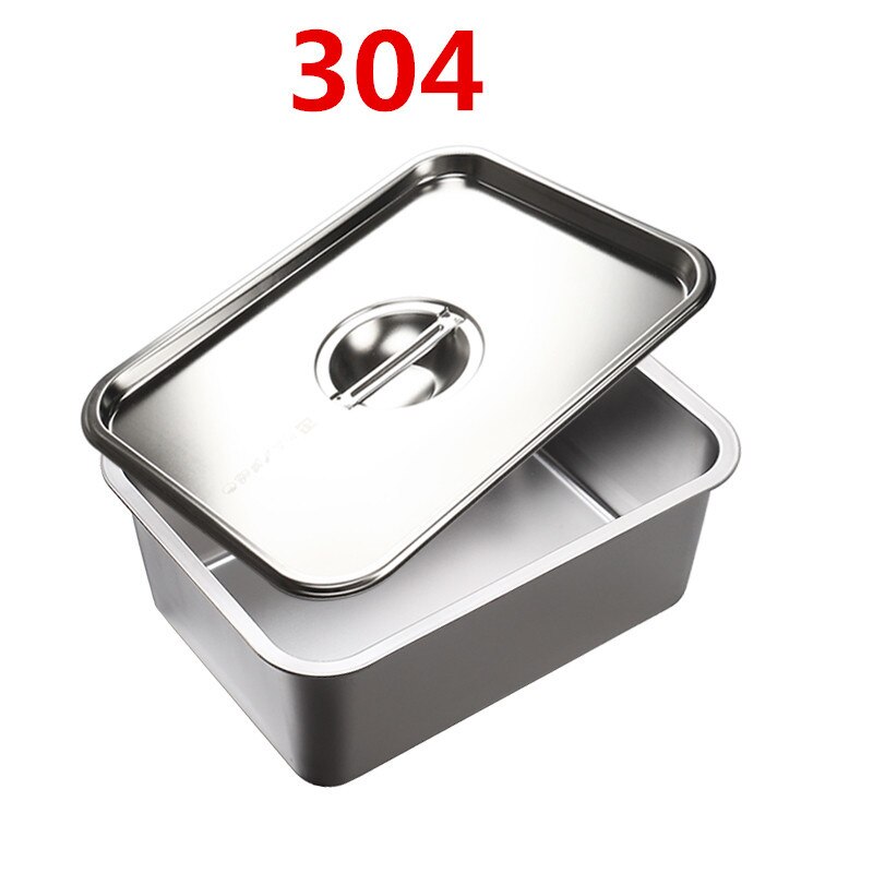 304 stainless steel buffet plate vegetable plate fruit plate barbecue plate Food plate Flat Bottom rectangle Basin Have Lid