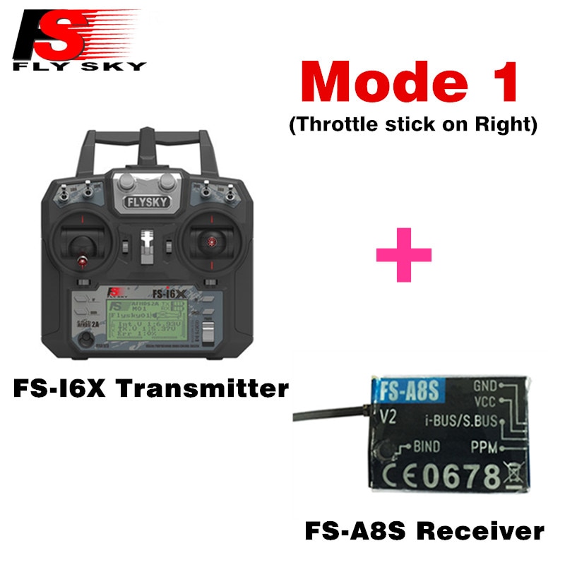 Original Flysky FS-i6X 10CH 2.4GHz AFHDS 2A RC Transmitter With FS-iA6B FS-iA10B FS-X6B FS-A8S Receiver For Rc Airplane Mode 2: FS-i6X with A8S R