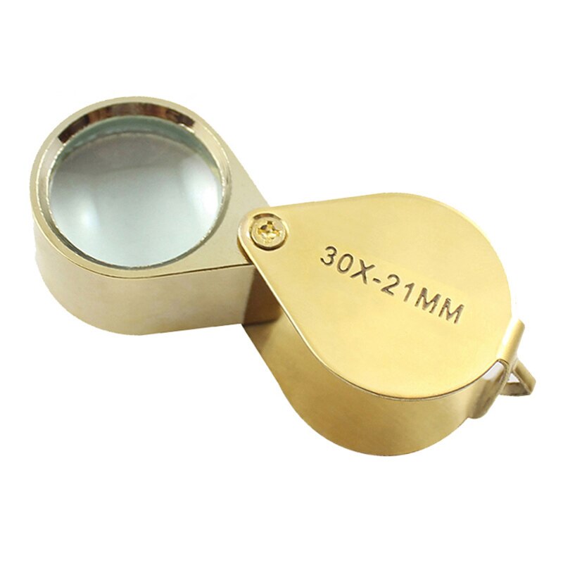 Bærbar 30x magt 21mm juvelerer forstørrelsesglas guld øje lup smykker butik laveste pris forstørrelsesglas med udsøgt kasse