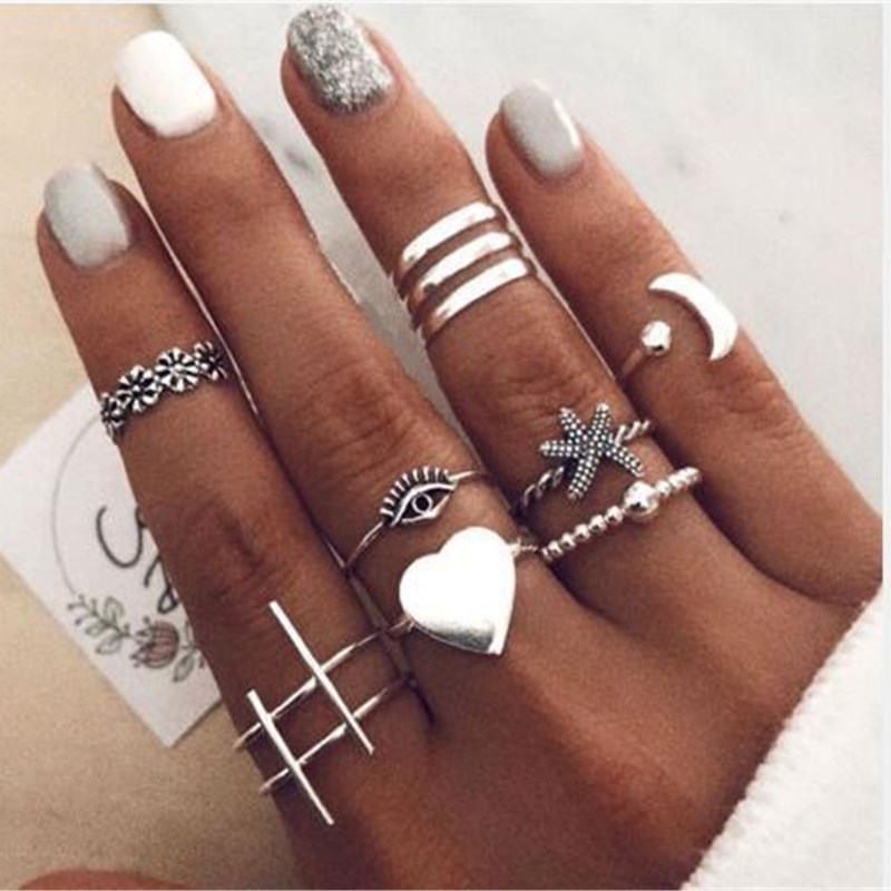 Damski złoty pierścionek dla kobiet retro zestaw biżuterii pierścionki na falanga geometryczna moda randki fantazyjny prezent hurtownia zestaw pierścieni ślubnych