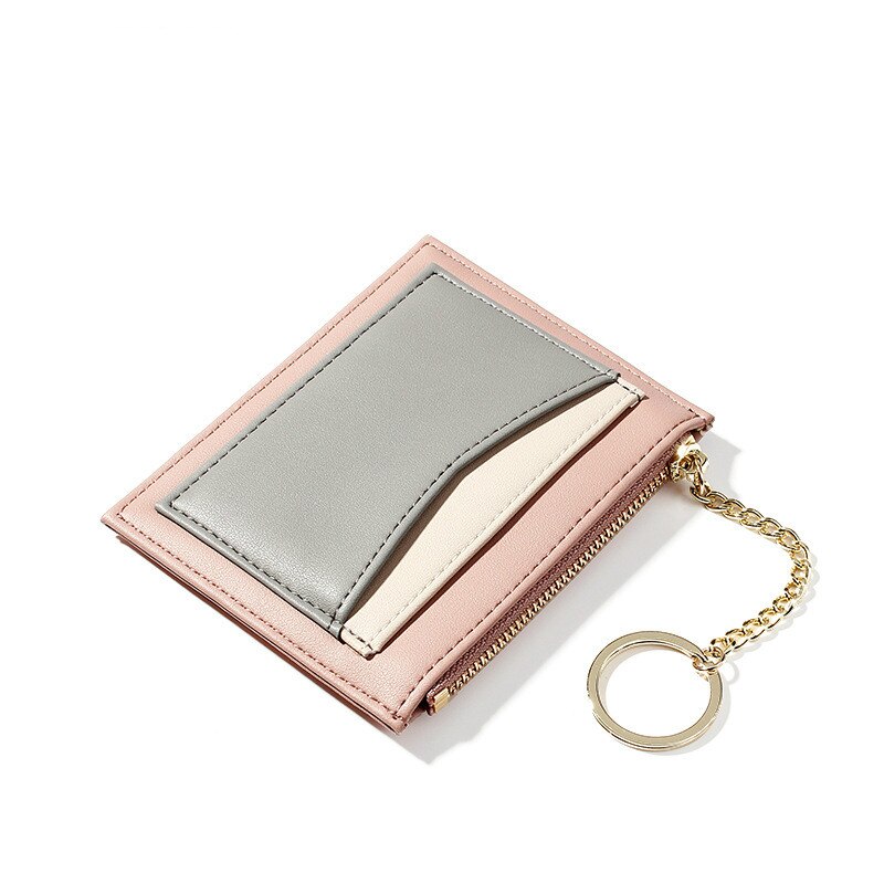 TAOMICMIC Retro Stitching Ladies Wallet Multi-card Position Zipper Card Case Key Chain Small Wallet Lady Coin Purse