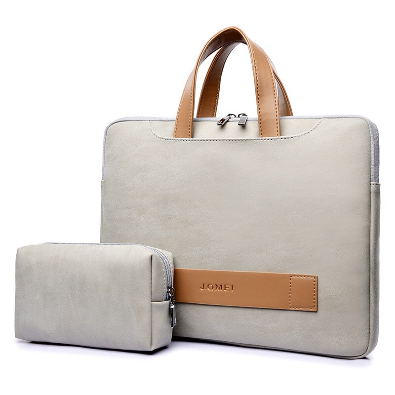 Bolso portátil ligero de cuero suave para portátil para mujer, maletín de 15,6 pulgadas para ordenador portátil, bolso de mano para mujer, bolso para Notebook, negocios: Gris