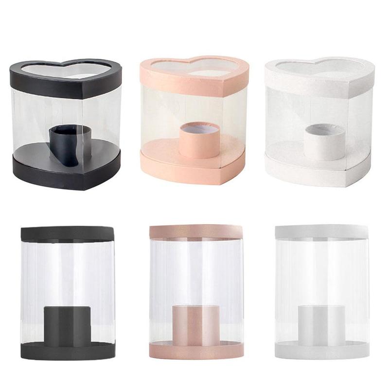Caja transparente para ramo, embalaje de flores frescas, Mini caja creativa para , doble caja