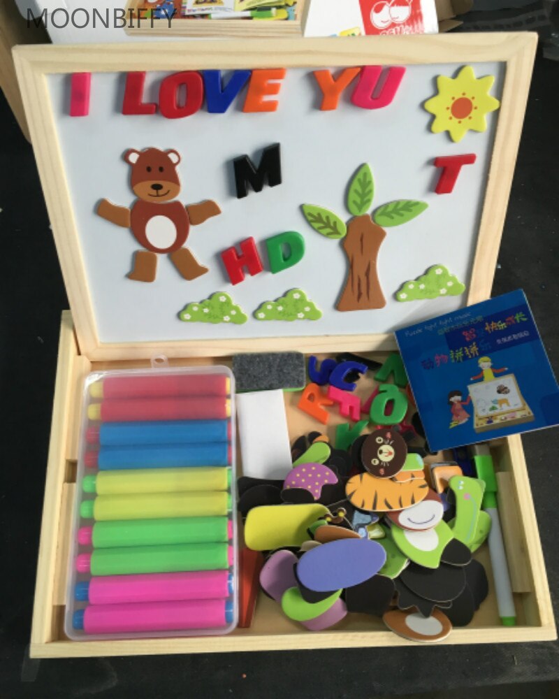 Houten Engels Alfabet Dier Magnetische Puzzel Tekentafel Leren & Onderwijs Speelgoed Hobby voor Kinderen